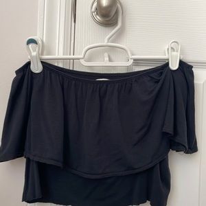 American Eagle Black Off-The-Shoulder Tank Top